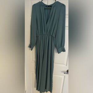 Zara- Green Long Sleeve Jumpsuit, Size Small